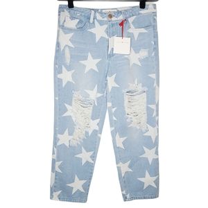 Toast Jeans Bleached Star High Rise Boyfriend Crop Jeans DP74072-02 Large NWT